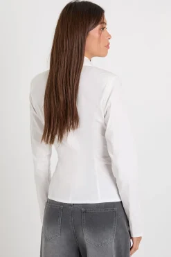 boohoo Chemise cintrée en popeline de coton à crochet et œillet<Femme Tops
