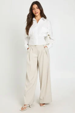 boohoo Chemise Cintrée En Popeline De Coton<Femme Tops