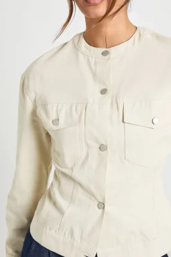 Chemise Cintrée En Sergé Sans Col