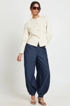 Chemise Cintrée En Sergé Sans Col