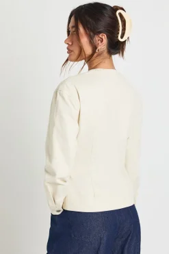 Chemise Cintrée En Sergé Sans Col