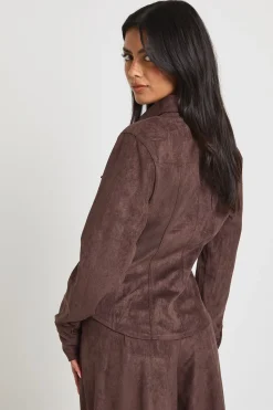 boohoo Chemise Cintrée en Synthétique<Femme Looks Chocolat|Tops