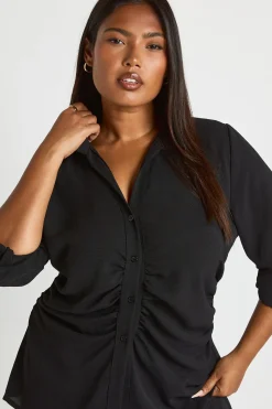 Chemise cintrée en tissu Plus & Pantalon à jambes larges avec ceinture élastique ensemble coordonné