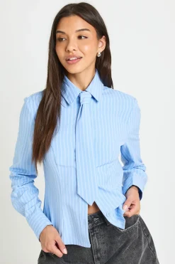 Chemise Cintrée À Rayures Avec Détail Cravate
