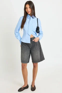 Chemise Cintrée À Rayures Avec Détail Cravate