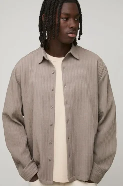 Chemise à col, coupe régulière, avec plis texturés