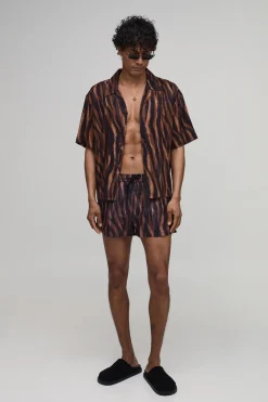 Chemise À Col Cubain Oversize Ample Imprimé Tigre