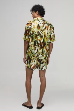 Chemise À Col Cubain Oversize Imprimé Abstrait
