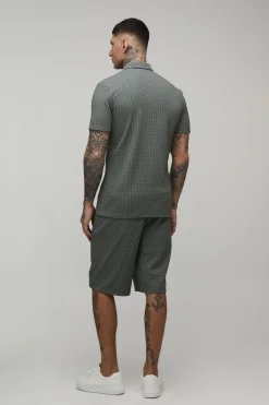 boohooMAN Chemise Col Manches Courtes Coupe Slim Tall Et Short À Pinces Confort<Homme Ensembles|Tout Afficher