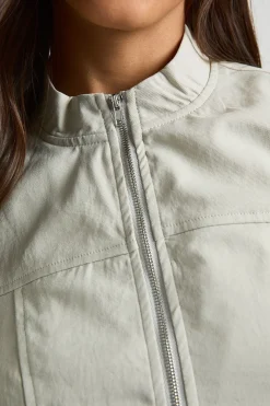 Chemise À Col Montant Manches Longues En Sergé Avec Fermeture Zippée