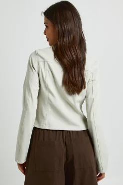 Chemise À Col Montant Manches Longues En Sergé Avec Fermeture Zippée
