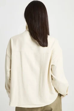 Chemise À Col Montant Pêché Avec Boutonnage Asymétrique