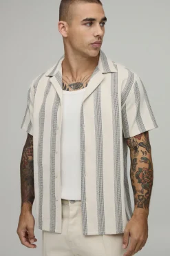 Chemise À Col Ouvert À Manches Courtes À Rayures Larges Coupe Regular