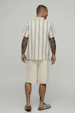 Chemise À Col Ouvert À Manches Courtes À Rayures Larges Coupe Regular