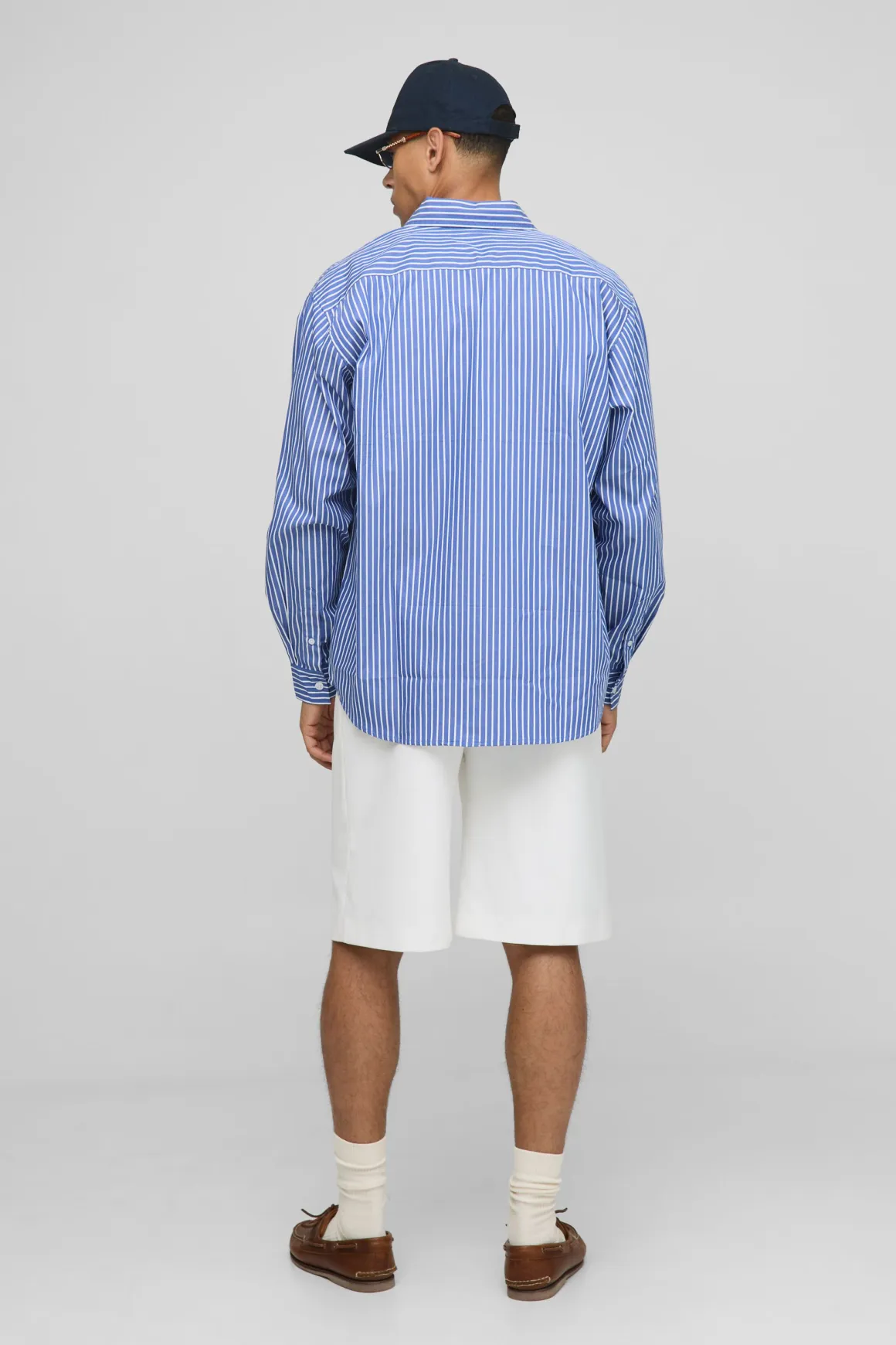 Chemise à col rayé brodée surdimensionnée