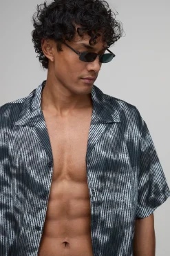 Chemise À Col Revere Imprimé Abstrait Coupe Ample