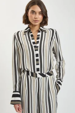 Chemise Coordonnée En Viscose À Rayures Contrastées