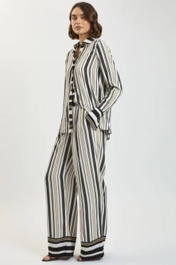 Chemise Coordonnée En Viscose À Rayures Contrastées