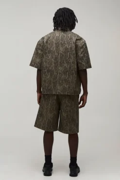Chemise Coordonnée Surdimensionnée À Manches Courtes Imprimé Camouflage Abstrait