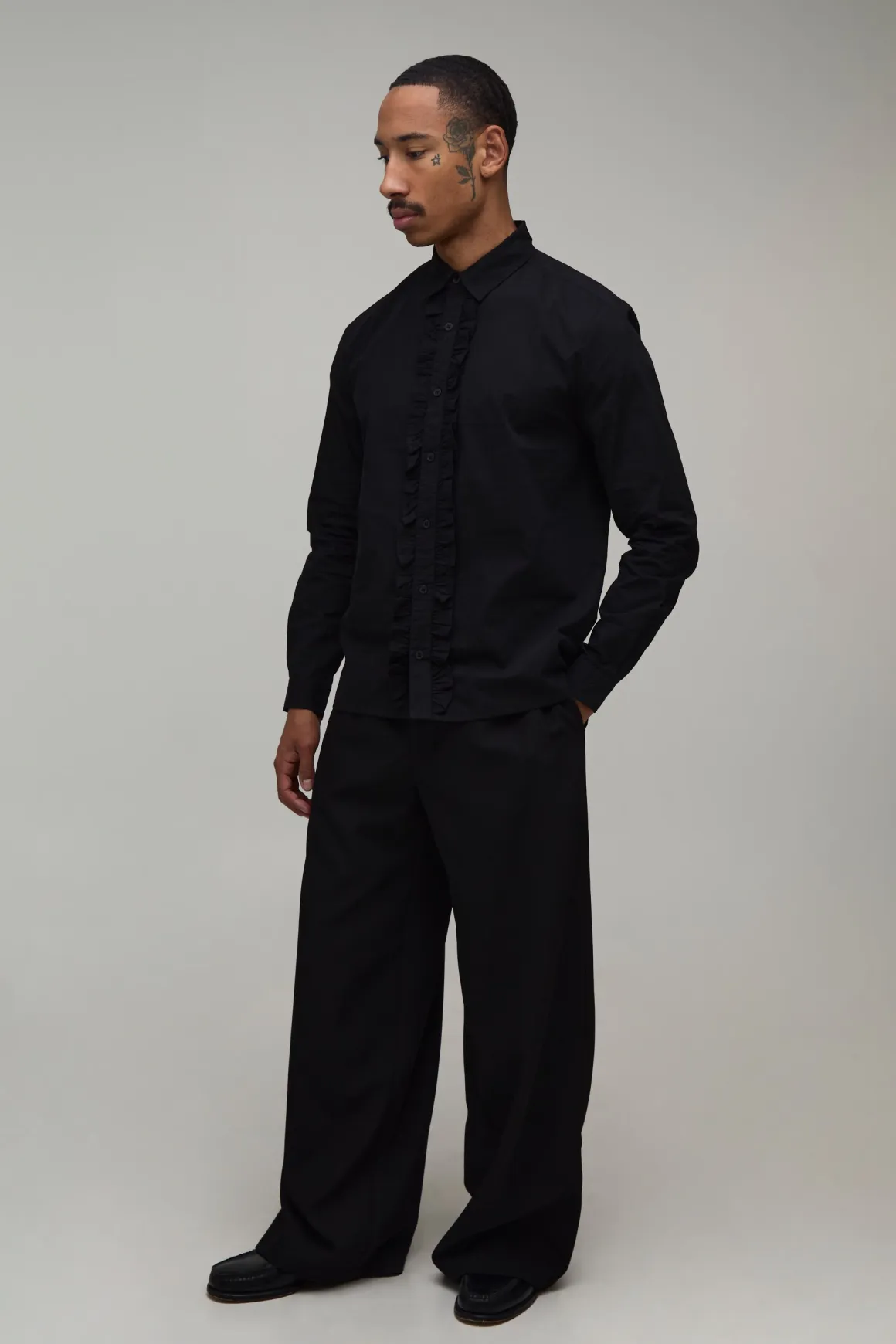 Chemise À Coupe Regular Avec Volants Sur Le Devant