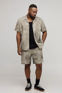 boohooMAN Chemise À Coupe Regular Effet Délavé Bleach Texturée Plus<Homme Tout Afficher|Ensembles Grandes Tailles