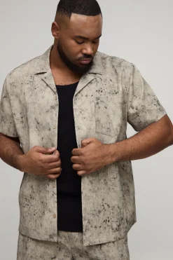 boohooMAN Chemise À Coupe Regular Effet Délavé Bleach Texturée Plus<Homme Tout Afficher|Ensembles Grandes Tailles