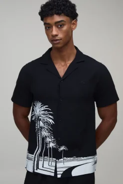 Chemise Coupe Regular À Imprimé Palmier Contrasté