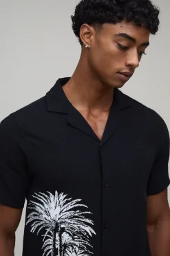 Chemise Coupe Regular À Imprimé Palmier Contrasté