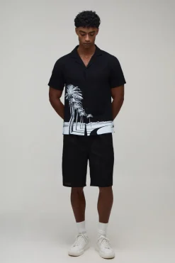 Chemise Coupe Regular À Imprimé Palmier Contrasté