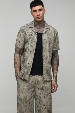 boohooMAN Chemise Coupe Regular À Texture Délavée Effet Bleach Pour Homme Grand<Homme Tout Afficher|Chemises Tall