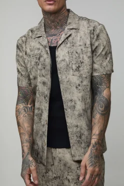 boohooMAN Chemise Coupe Regular À Texture Délavée Effet Bleach Pour Homme Grand<Homme Tout Afficher|Chemises Tall