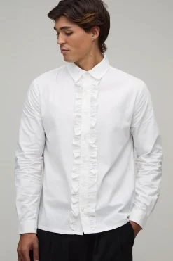 Chemise Coupe Regular À Volants Sur Le Devant
