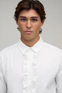 Chemise Coupe Regular À Volants Sur Le Devant