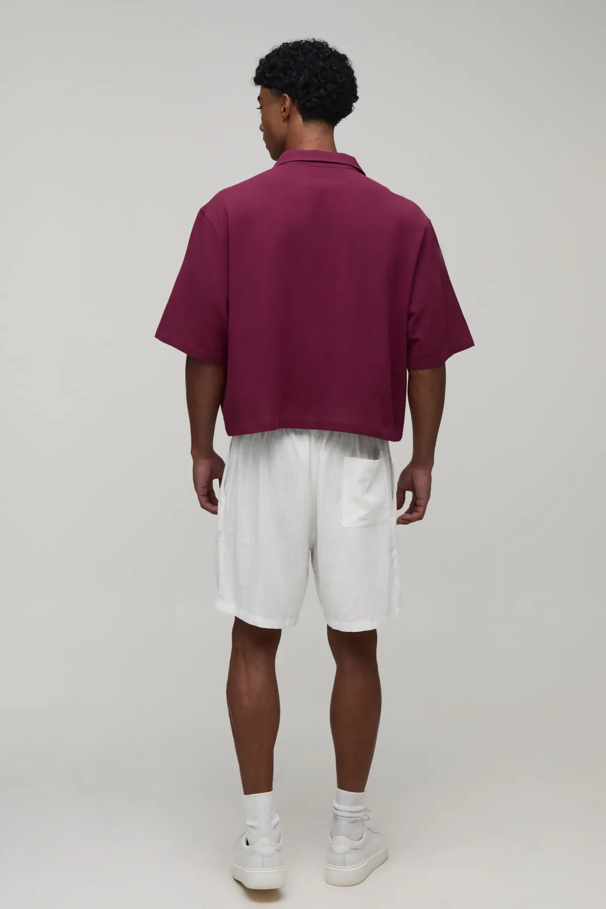 boohooMAN Chemise Courte Ample Texturée Col Revere Brodée<Homme Chemises