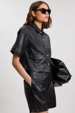 Chemise Courte Boxy En Synthétiquecuir