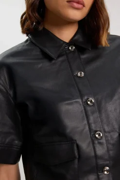 Chemise Courte Boxy En Synthétiquecuir