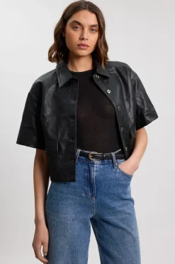Chemise Courte Boxy En Synthétiquecuir
