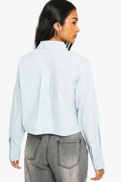 boohoo Chemise courte en popeline de coton<Femme Tops