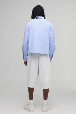 boohooMAN Chemise Courte Oversize Brodée À Rayures Tall<Homme Chemises|Tout Afficher