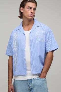 boohooMAN Chemise Courte Oversize À Imprimé Graffiti Et Manches Courtes<Homme Chemises