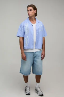 boohooMAN Chemise Courte Oversize À Imprimé Graffiti Et Manches Courtes<Homme Chemises