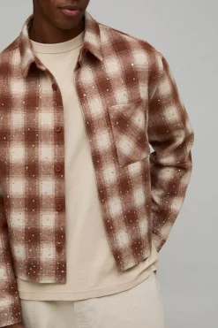 boohooMAN Chemise Courte À Strass Éparpillés<Homme Chemises Grande Taille|Chemises