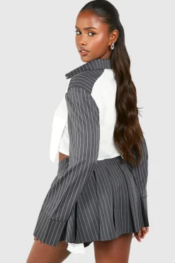 boohoo Chemise cropée boxy à manches contrastées<Femme Tops