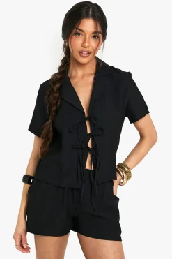 Chemise Crop à l'Allure de Lin
