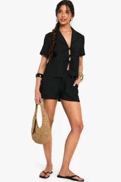 Chemise Crop à l'Allure de Lin
