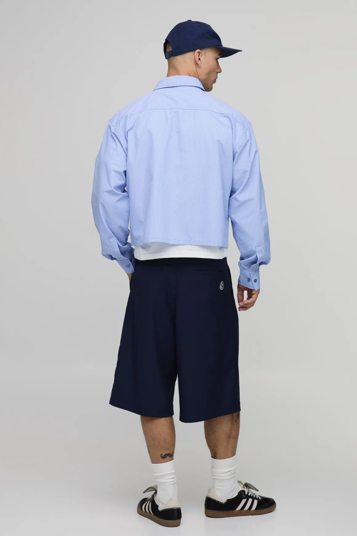 Chemise Crop Oversize À Rayures