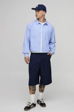 Chemise Crop Oversize À Rayures