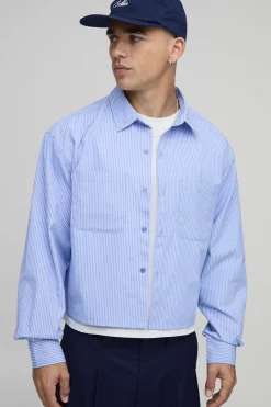 Chemise Crop Oversize À Rayures