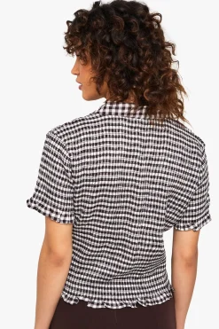 boohoo Chemise crop plissée en vichy<Femme Tops