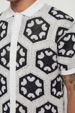 boohooMAN Chemise Décontractée En Tricot Tapisserie Crochet<Homme Tout Afficher|Maille